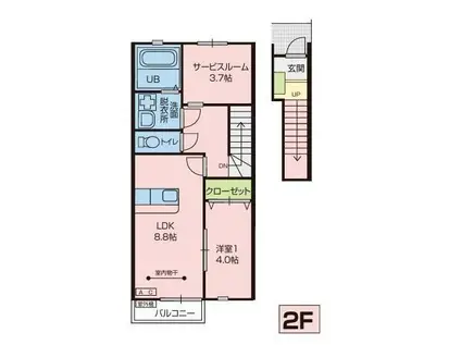 LILIAN(1SLDK/2階)の間取り写真