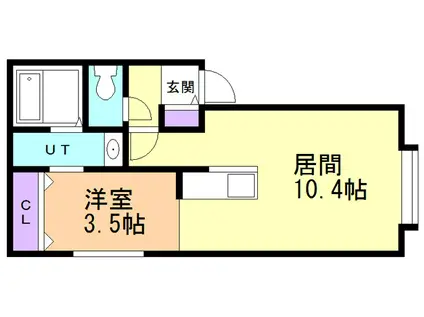 カトゥル(1LDK/1階)の間取り写真