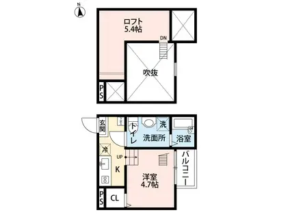 ラ・ロシェル(1SK/2階)の間取り写真