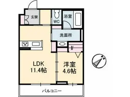 グラシア(1LDK/2階)の間取り写真