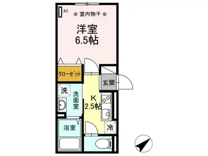 クレール藤沢II(1K/3階)の間取り写真