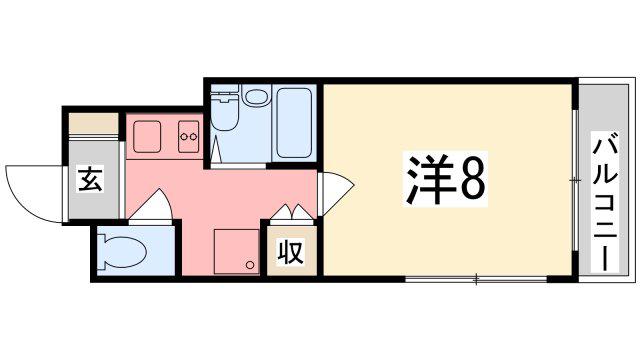 ルークレジデンス姫路III(1K/4階)の間取り写真