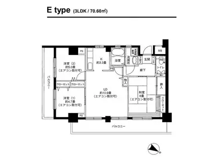 ポートヴィラ AK(3LDK/3階)の間取り写真