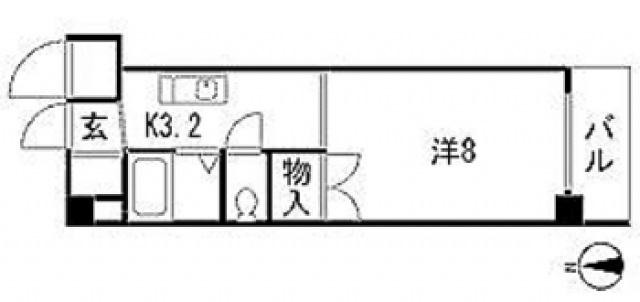 カーサ祇園(1K/2階)の間取り写真