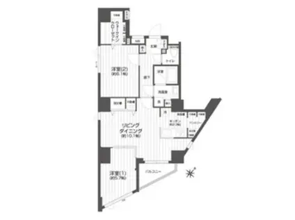 メイクスデザイン渋谷本町(2LDK/11階)の間取り写真