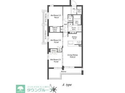 ザ・ケンジントン・レジデンス上池台(3LDK/3階)の間取り写真