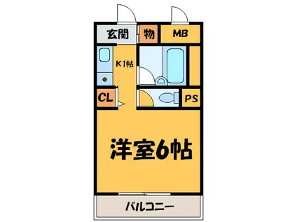 キャッスル桃山(1K/1階)の間取り写真