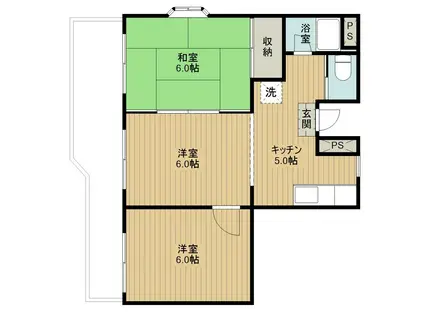 ロイヤルハイツ松江(3DK/2階)の間取り写真