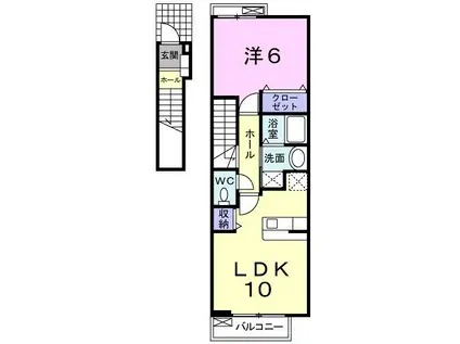カーサ ヴィアーレ(1LDK/2階)の間取り写真