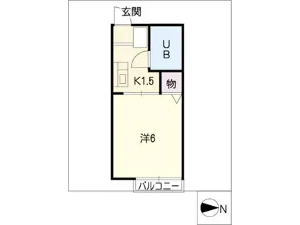 ハイムNASA(1K/2階)の間取り写真