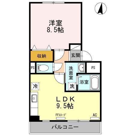 パシフィックレインボー(1LDK/2階)の間取り写真