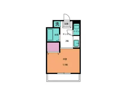 ヴィラステューディオ(ワンルーム/2階)の間取り写真