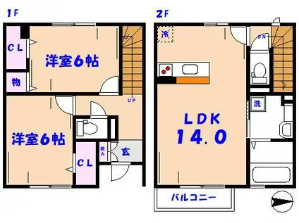 ローズパティオ(2LDK/1階)の間取り写真