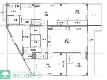 吉澤ビル(4LDK/3階)の間取り写真