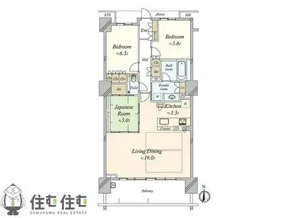 パークタワー豊田(3LDK/22階)の間取り写真