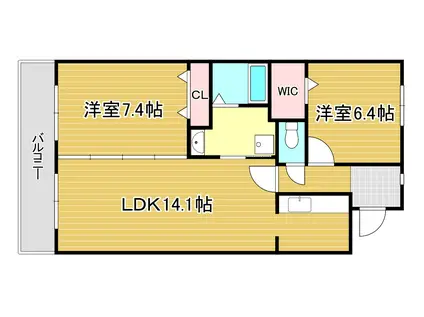 ルワージュ八幡駅前2(2LDK/8階)の間取り写真