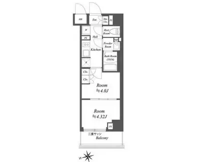 ブランシエスタ荻窪(2K/8階)の間取り写真