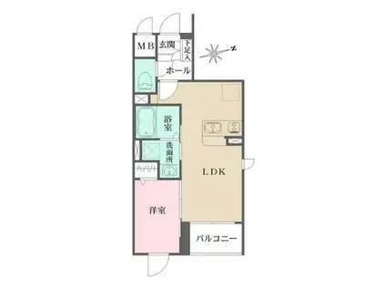 LA PERLA 桜新町(1LDK/2階)の間取り写真