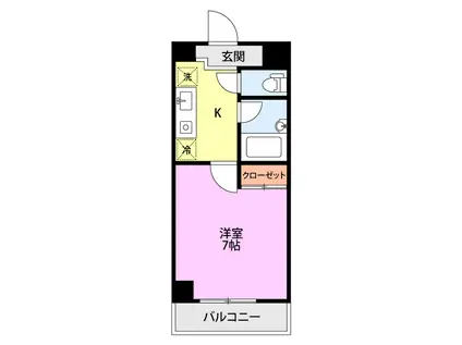 ワンノール堀之内(1K/3階)の間取り写真