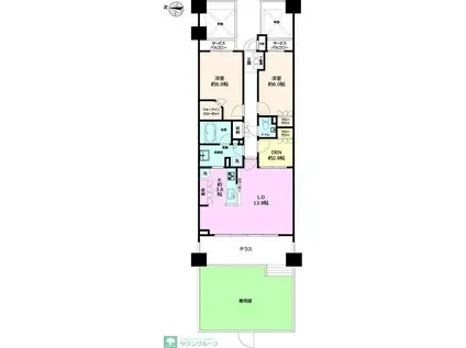 グレンパーク駒場(2SLDK/3階)の間取り写真