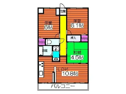 フレア・ブローリー(3LDK/4階)の間取り写真