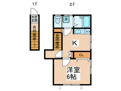 野口荘(1K/2階)の間取り写真