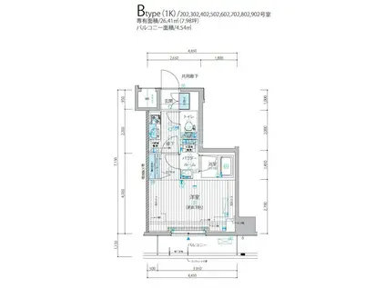 メインステージ三ノ輪III(1K/9階)の間取り写真