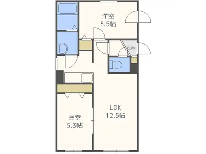 カムイ サカエマチ(2LDK/4階)の間取り写真