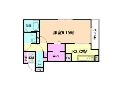 B♭2ND(1K/1階)の間取り写真