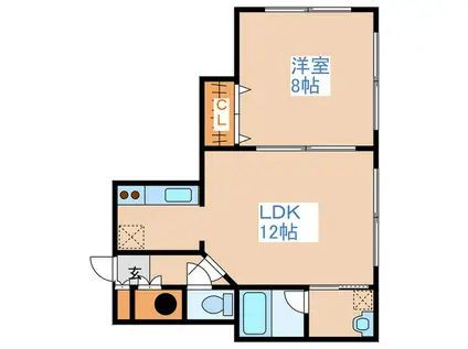 クリエイトビル(1LDK/2階)の間取り写真