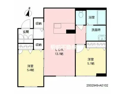 ベレオ大財(2LDK/1階)の間取り写真