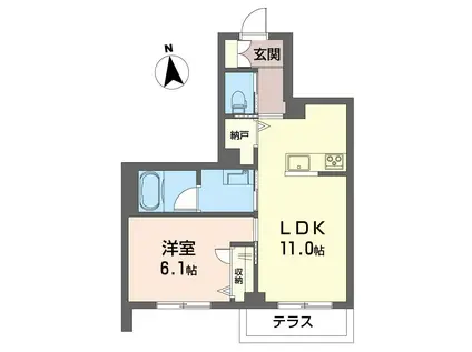 東武東上線 下板橋駅 徒歩4分 3階建 新築(1LDK/1階)の間取り写真