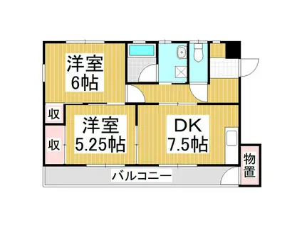 ディアスさくらII(2DK/2階)の間取り写真