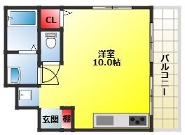 石橋ハイツ(ワンルーム/1階)の間取り写真