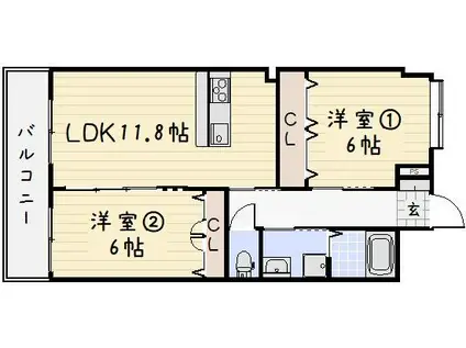 リード大手町(2LDK/11階)の間取り写真