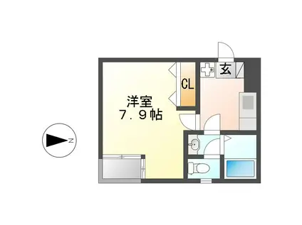A-LEGATO鳥居西通(1K/1階)の間取り写真