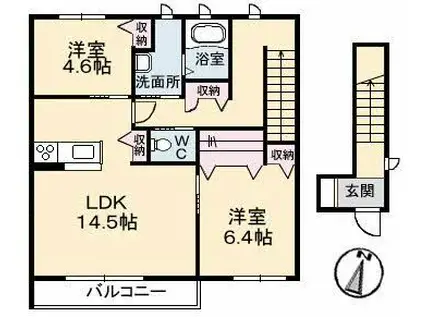 グランマスト茶屋町E棟(2LDK/2階)の間取り写真