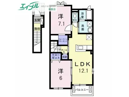 ジャン プレッソ B(2LDK/2階)の間取り写真