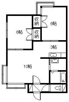 ウエストヴィレッジI(2LDK/2階)の間取り写真