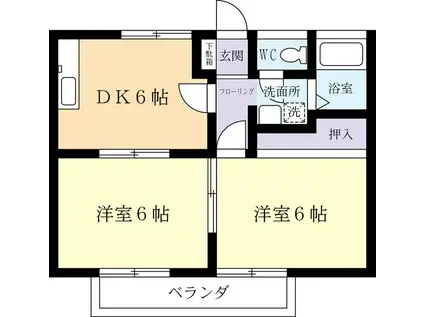 サンシティU(2DK/1階)の間取り写真