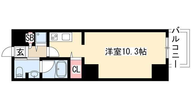 YZ KIMABULI(ワンルーム/10階)の間取り写真