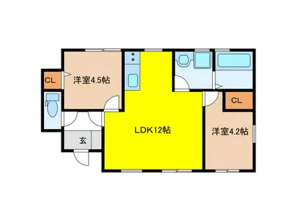 リーブルファイン島栄町(2LDK/1階)の間取り写真