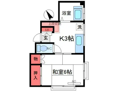 ラクア東十条(1K/3階)の間取り写真