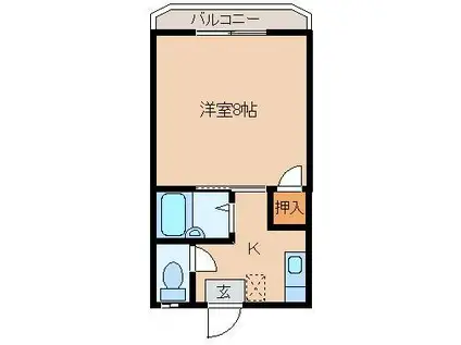 ガーデンヒル(1K/2階)の間取り写真