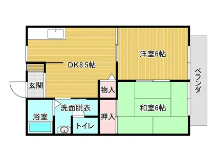 サンクレスタ(2DK/1階)の間取り写真