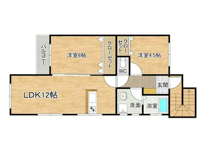 プランドール足原(2LDK/1階)の間取り写真