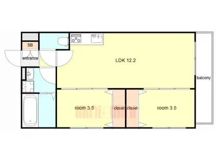 TIO SERENO(2LDK/1階)の間取り写真