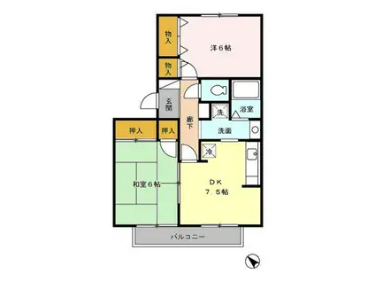 エーデルハイムF(2DK/2階)の間取り写真