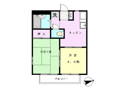 金子ハイツ(2K/2階)の間取り写真