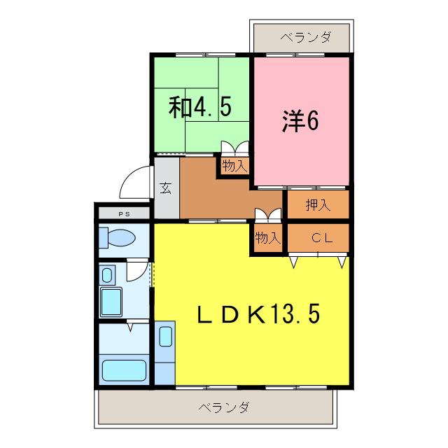 ハイツルミナス(2LDK/4階)の間取り写真